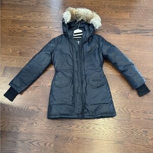 Warm Winter Parka Coat with Faux Fur Hood – Black